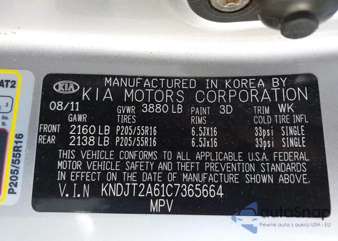 2012 Kia Soul + z USA, uszkodzony, nr VIN KNDJT2A61C7365664